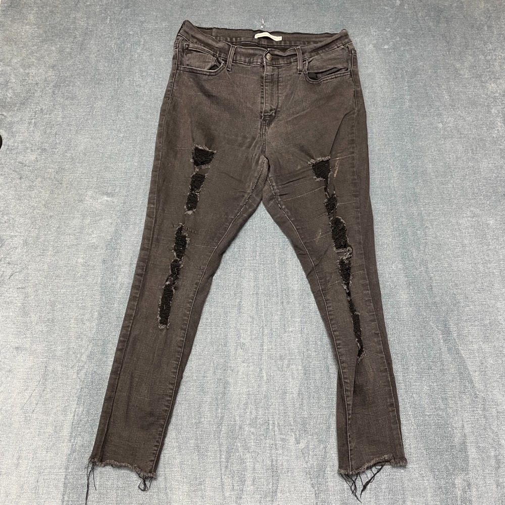 Levi's 720 High Rise Super Skinny Jeans Womens 31x25 Gray Distressed Frayed Hem